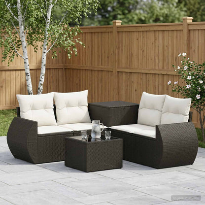 Set di divani 6 pz Nero e Bianco Crema | homemem39