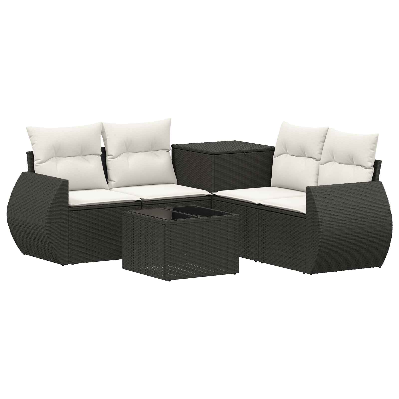 Set di divani 6 pz Nero e Bianco Crema | homemem39