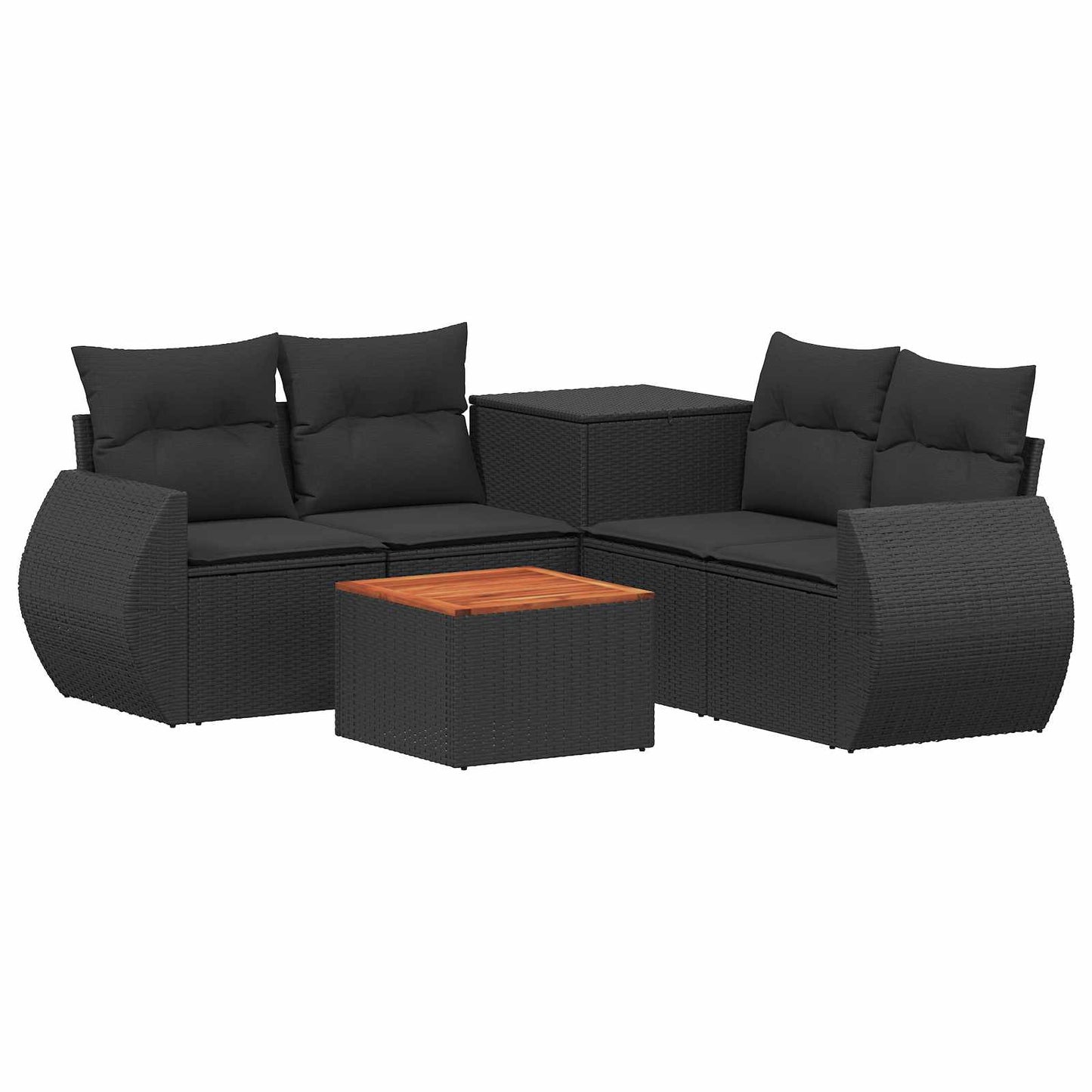 Set di divani 6 pz Nero Rattan sintetico e Acciaio | homemem39