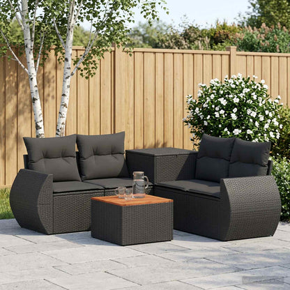 Set di divani 6 pz Nero Rattan sintetico e Acciaio | homemem39