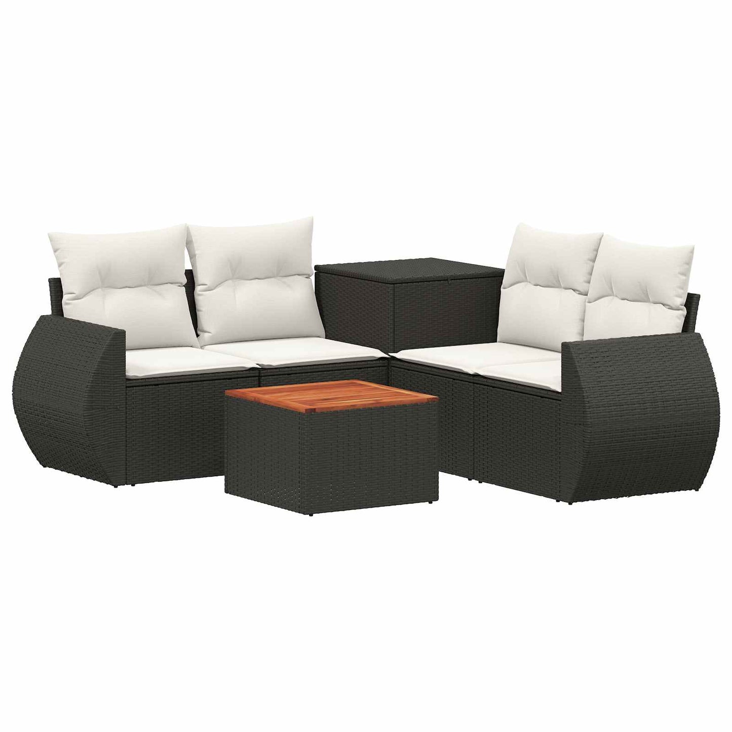 Set di divani 6 pz Nero e Bianco Crema | homemem39