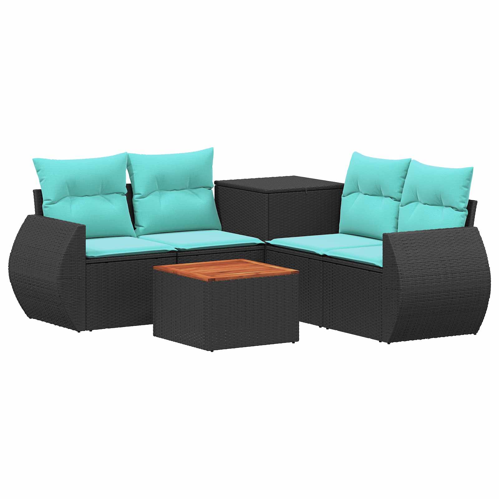 Set di divani 6 pz Nero e Blu Rattan sintetico e Acciaio | homemem39