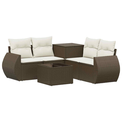 Set di divani 6 pz Marrone e Bianco Crema | homemem39