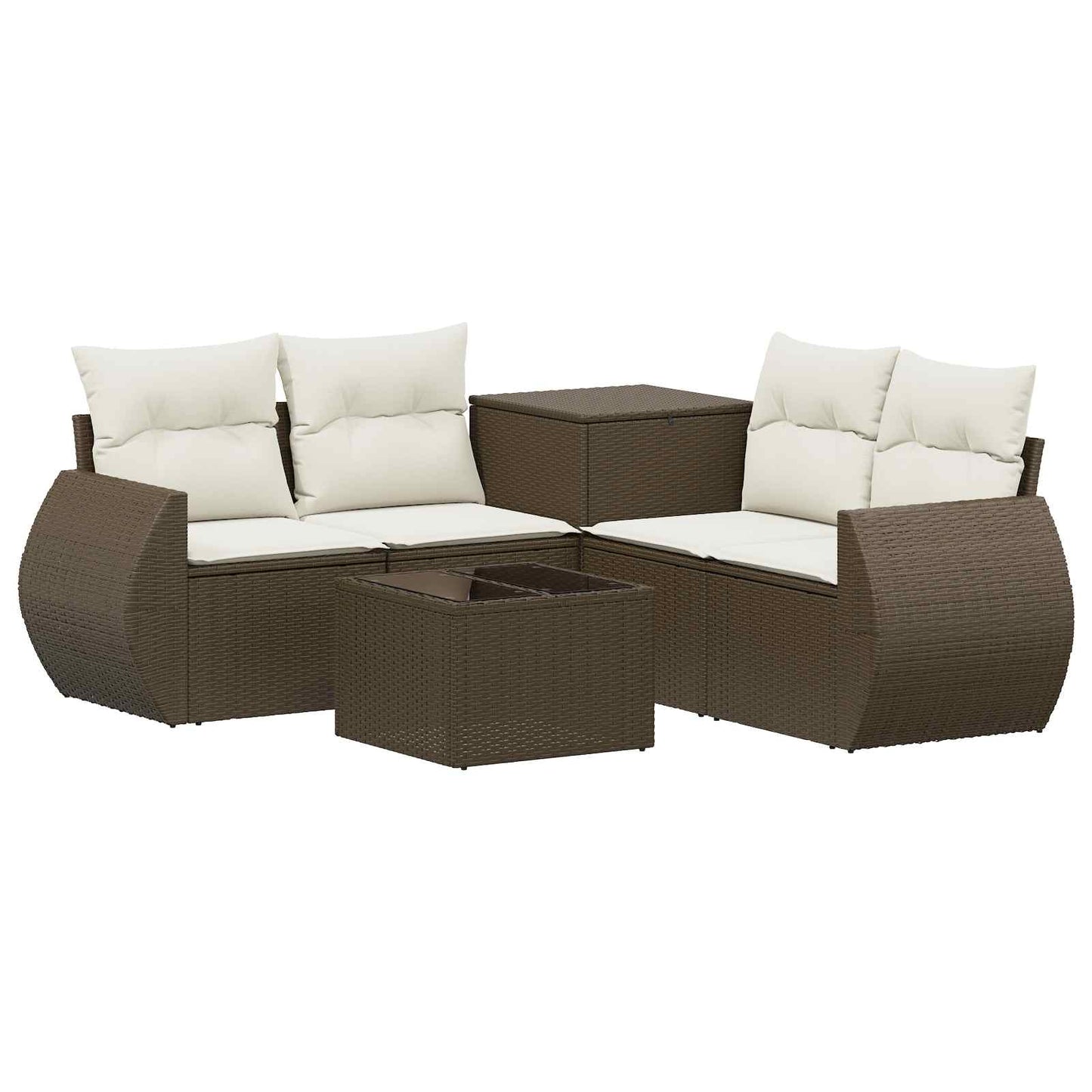 Set di divani 6 pz Marrone e Bianco Crema | homemem39