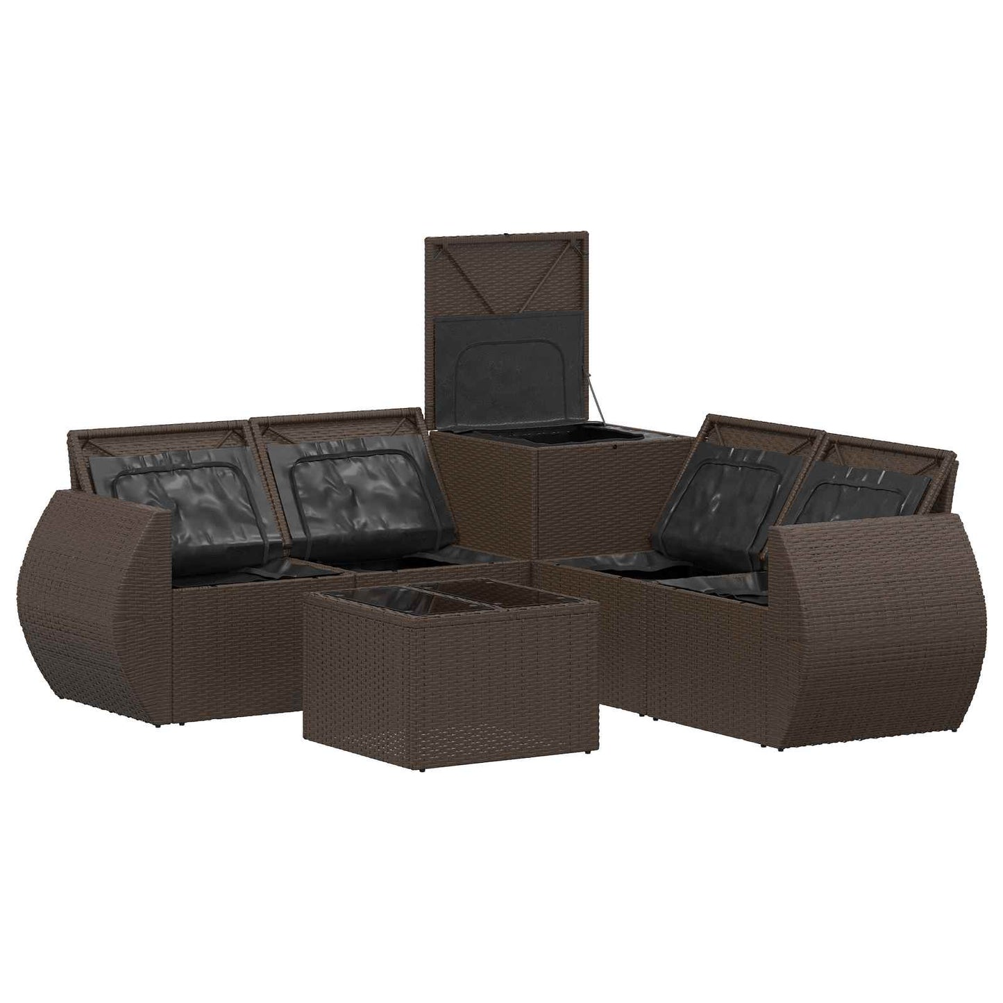 Set di divani 6 pz Marrone e Bianco Crema | homemem39