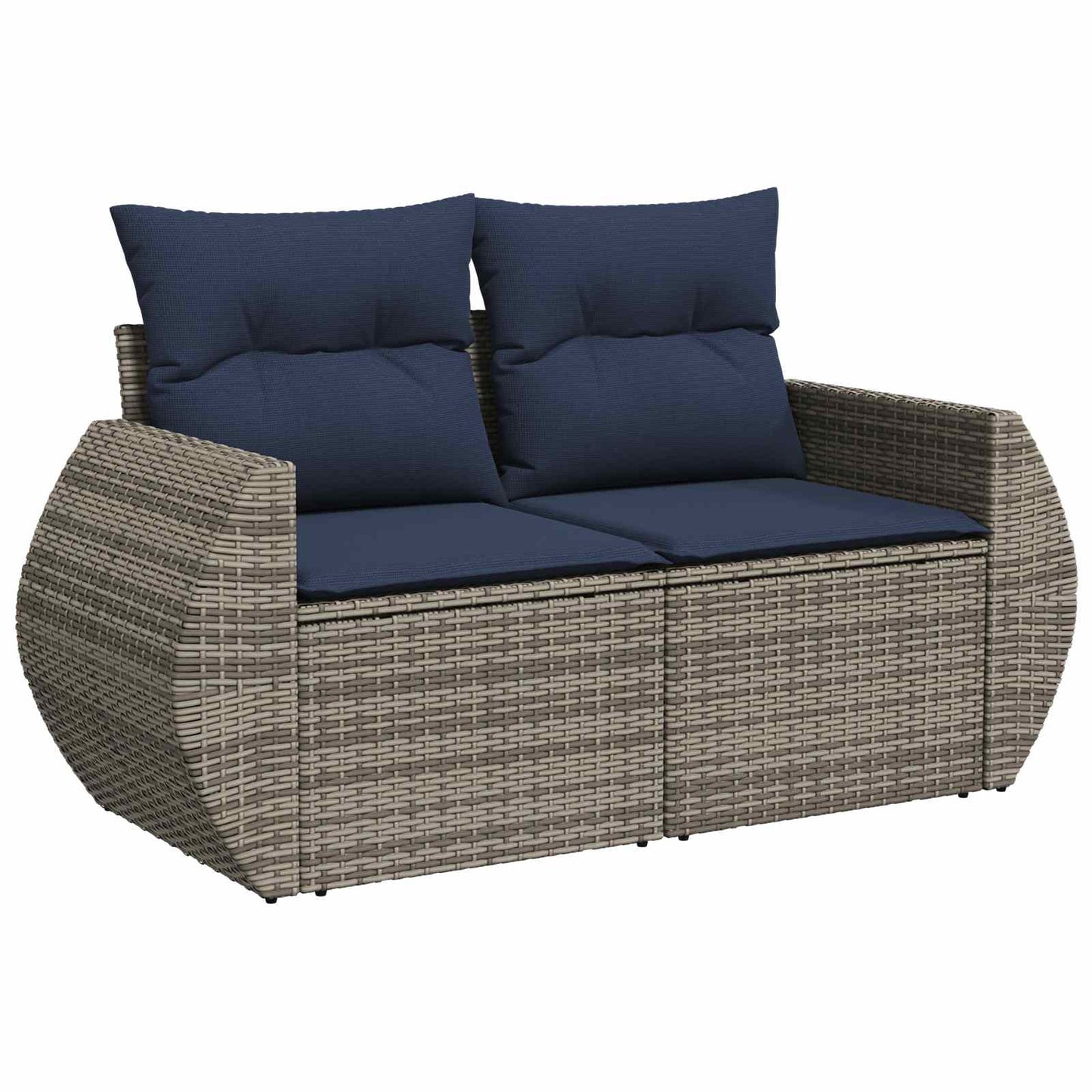 Set di divani 6 pz Grigio e Blu Navy Rattan sintetico e Acciaio | homemem39