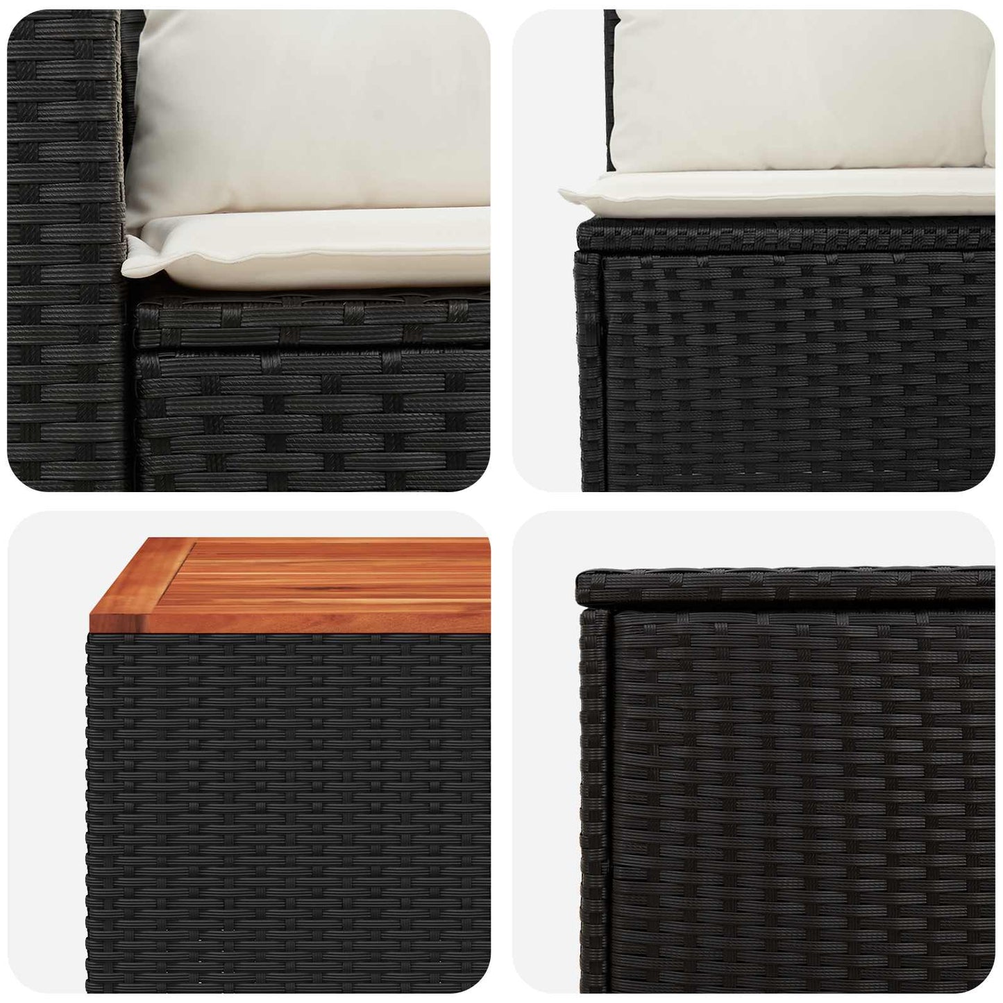 Set di divani 6 pz Nero e Bianco Crema | homemem39
