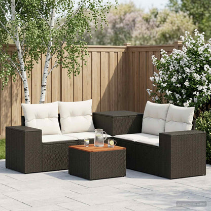 Set di divani 6 pz Nero e Bianco Crema | homemem39