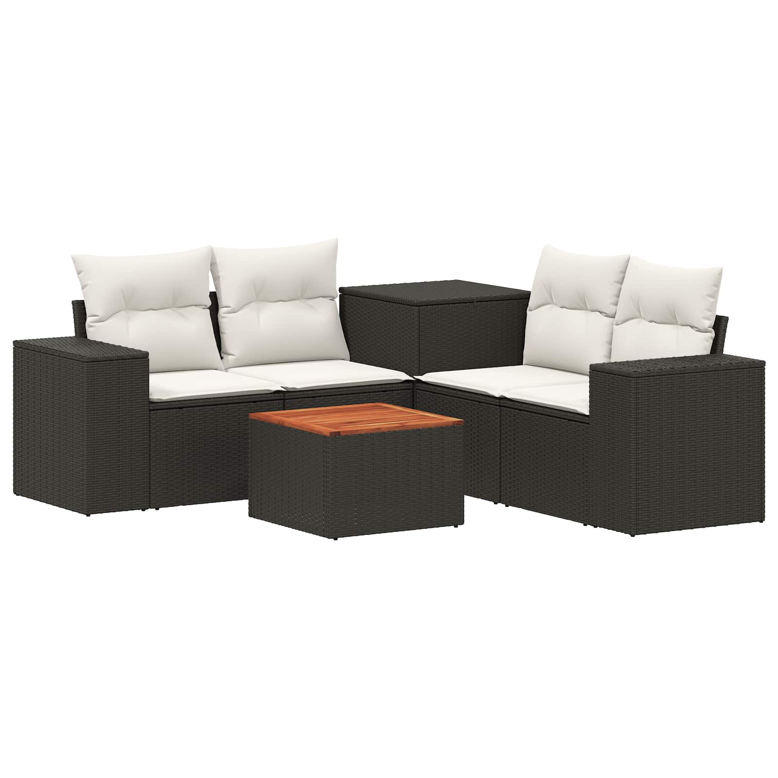 Set di divani 6 pz Nero e Bianco Crema | homemem39