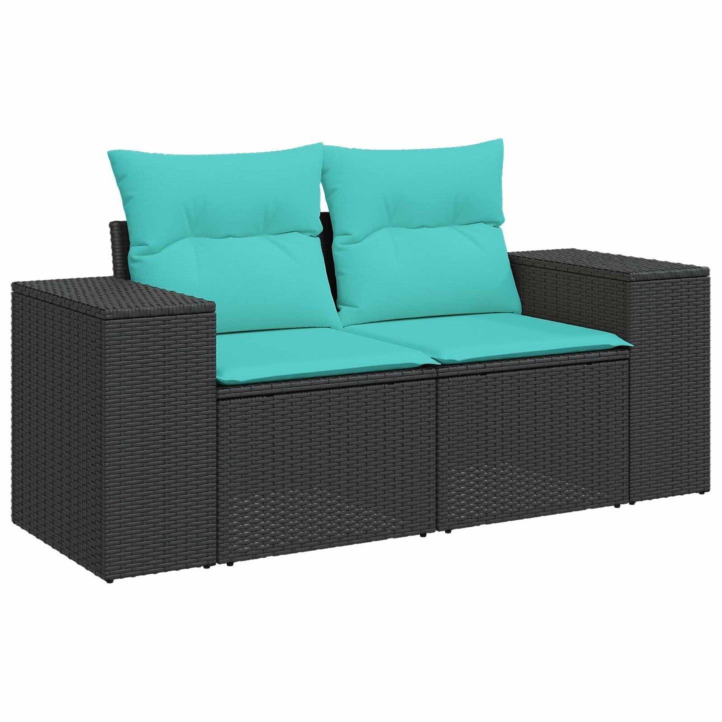 Set di divani 6 pz Nero e Blu Rattan sintetico e Acciaio | homemem39