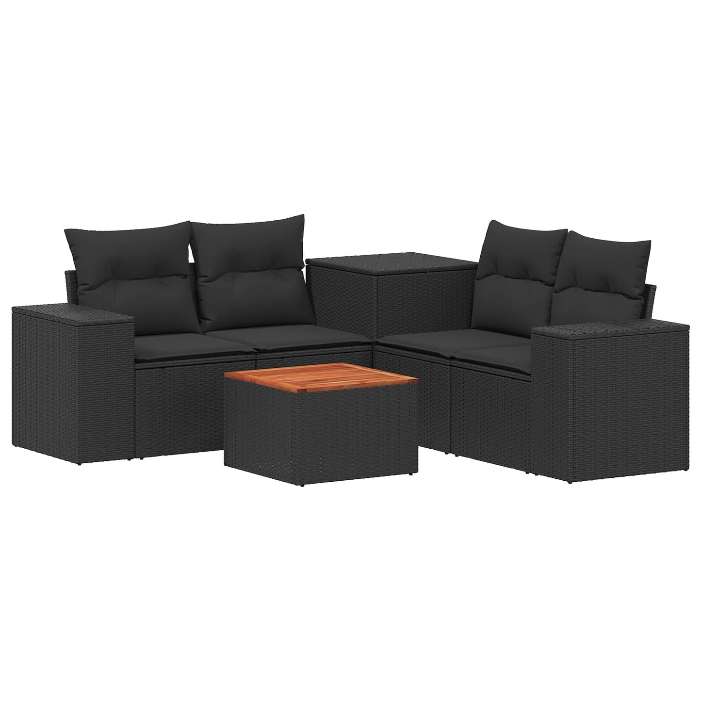 Set di divani 6 pz Nero Rattan sintetico e Acciaio | homemem39