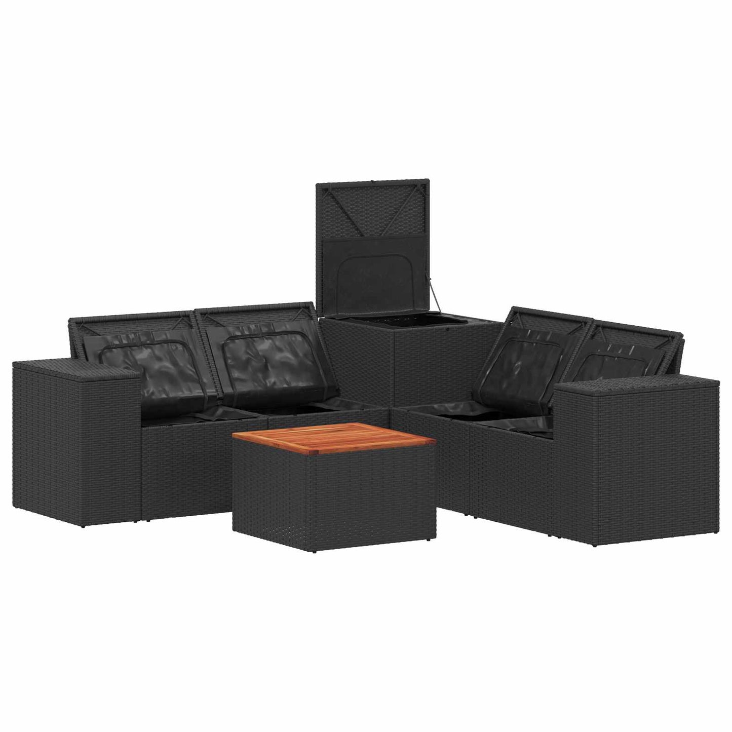 Set di divani 6 pz Nero e Bianco Crema | homemem39
