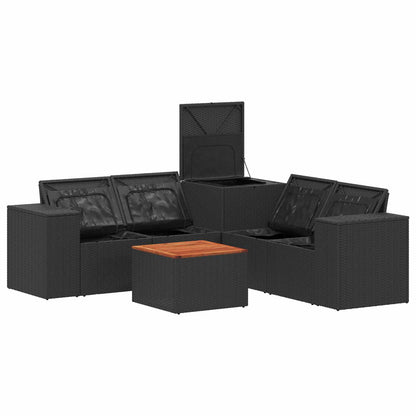 Set di divani 6 pz Nero e Bianco Crema | homemem39