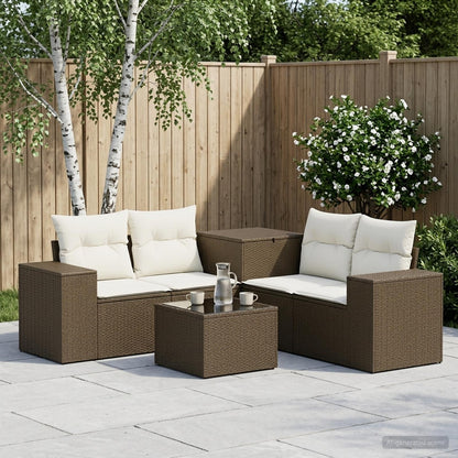 Set di divani 6 pz Marrone e Bianco Crema | homemem39