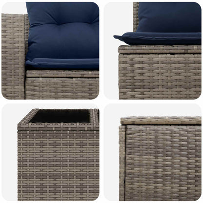 Set di divani 6 pz Grigio e Blu Navy Rattan sintetico e Acciaio | homemem39