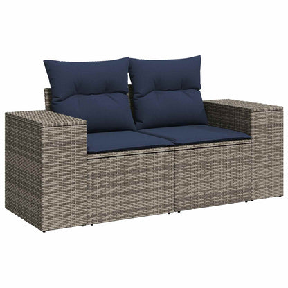 Set di divani 6 pz Grigio e Blu Navy Rattan sintetico e Acciaio | homemem39