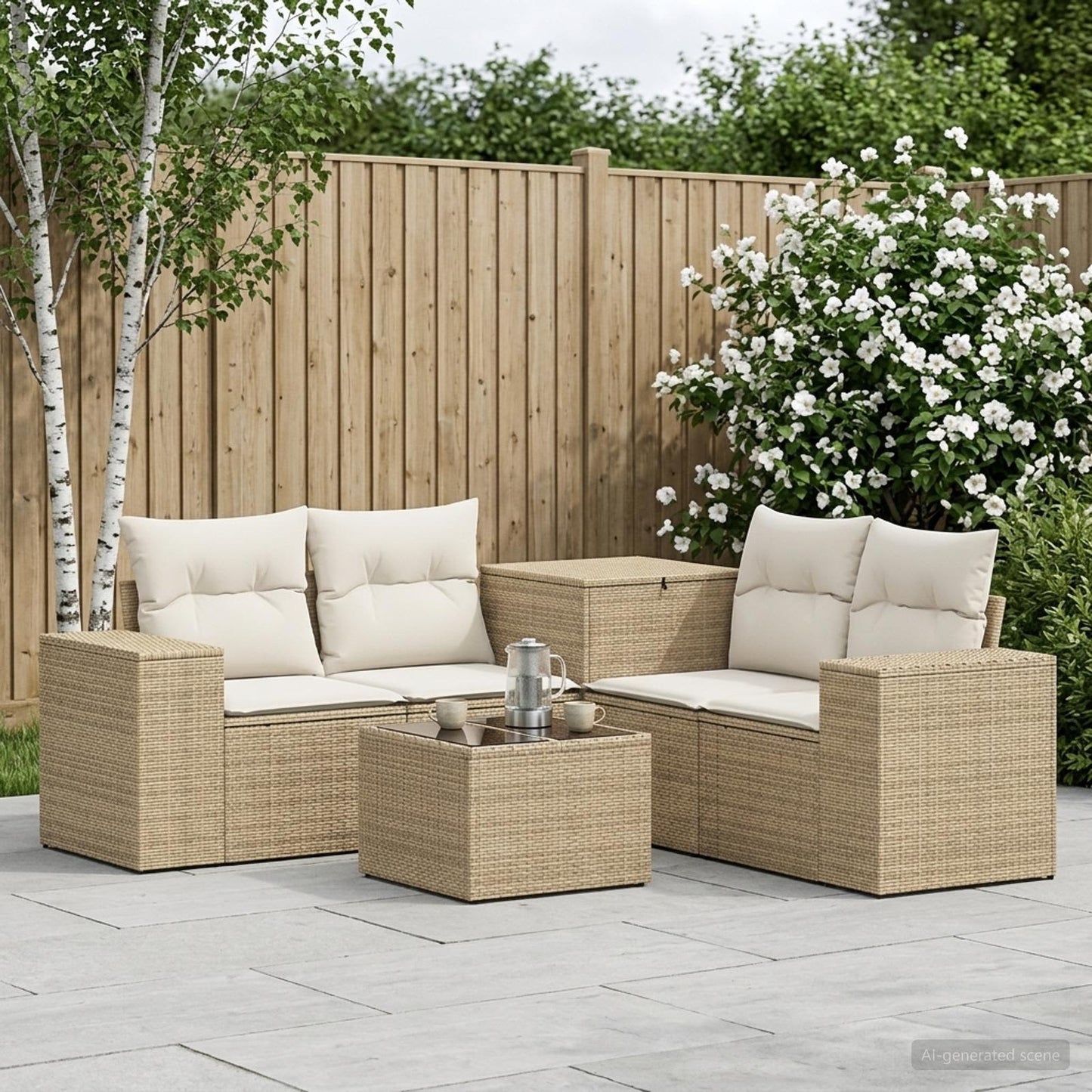 Set di divani 6 pz Beige e Bianco Crema | homemem39