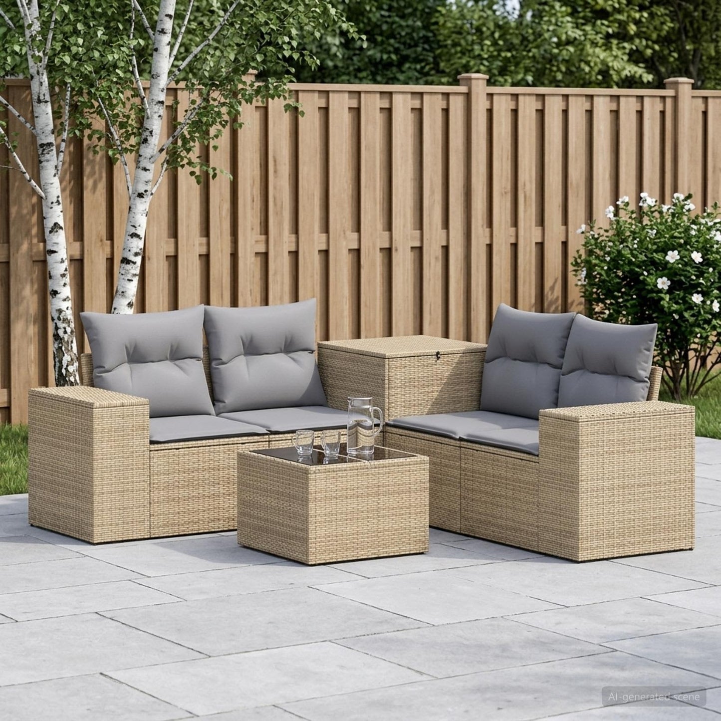 Set di divani 6 pz Beige e Grigio Chiaro