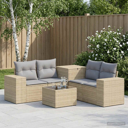 Set di divani 6 pz Beige e Grigio Chiaro