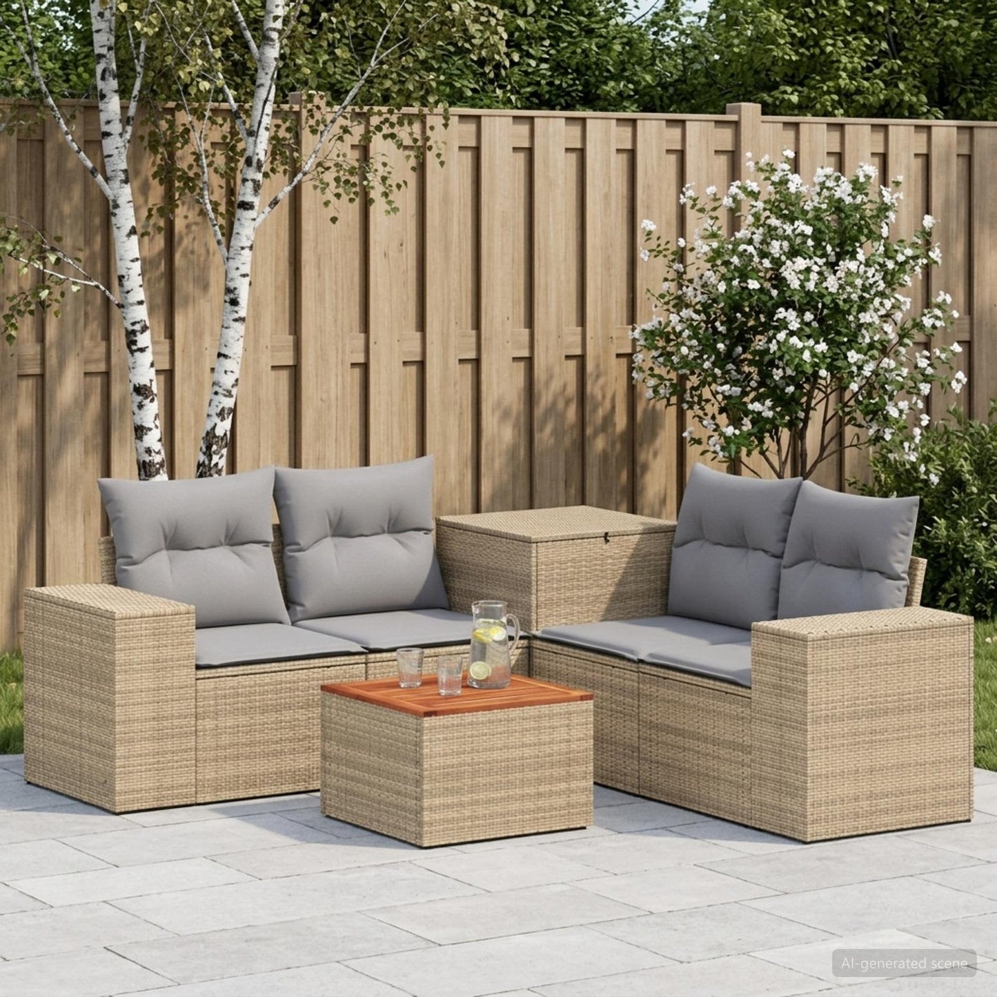 Set di divani 6 pz Beige e Grigio Chiaro