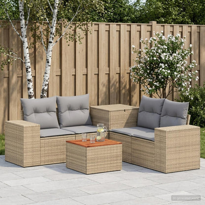 Set di divani 6 pz Beige e Grigio Chiaro