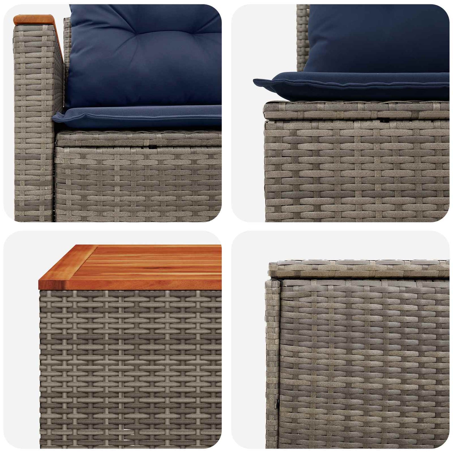 Set di divani 6 pz Grigio e Blu Navy Rattan sintetico e Acciaio | homemem39