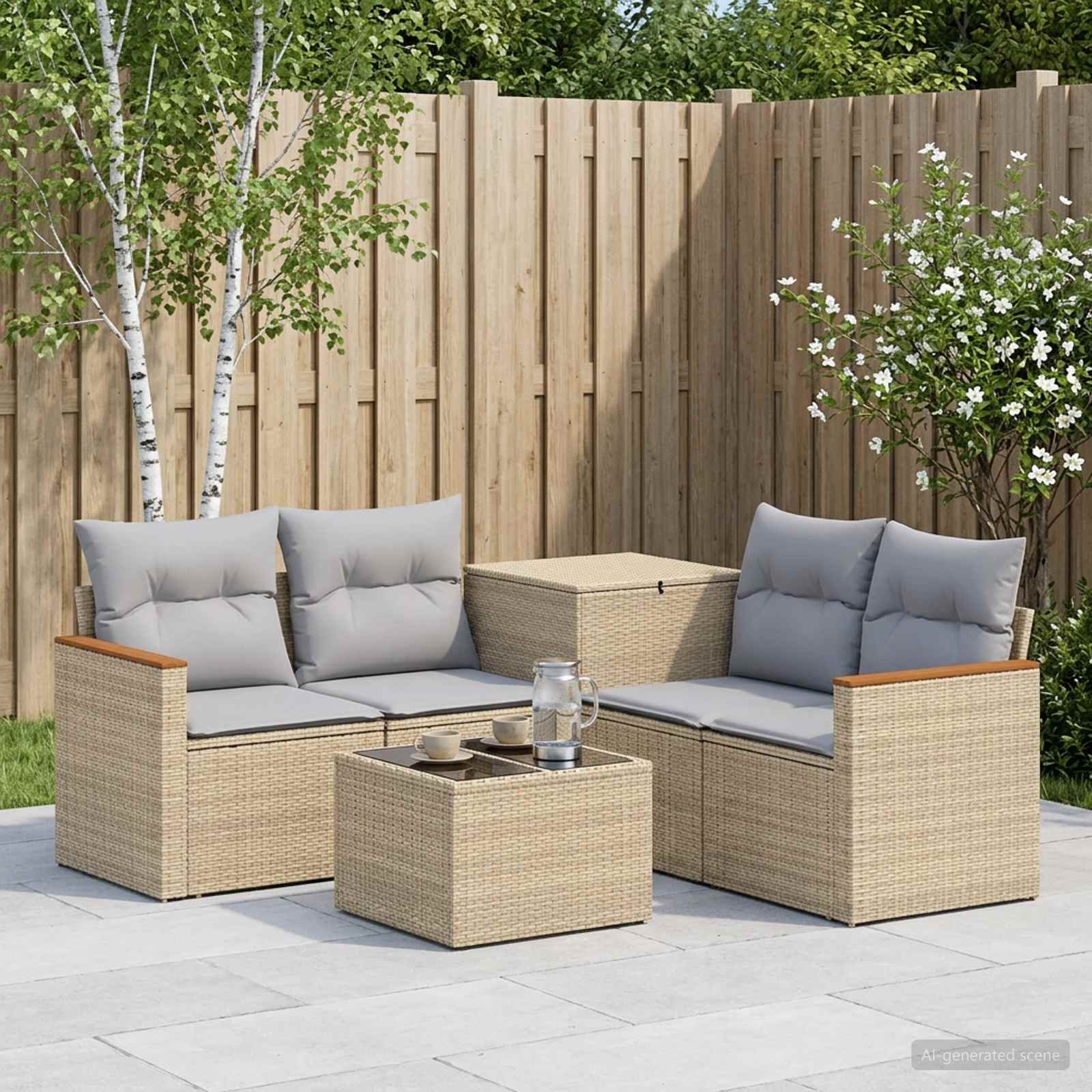 Set di divani 6 pz Beige e Grigio Chiaro | homemem39