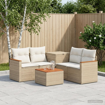 Set di divani 6 pz Beige e Bianco Crema | homemem39