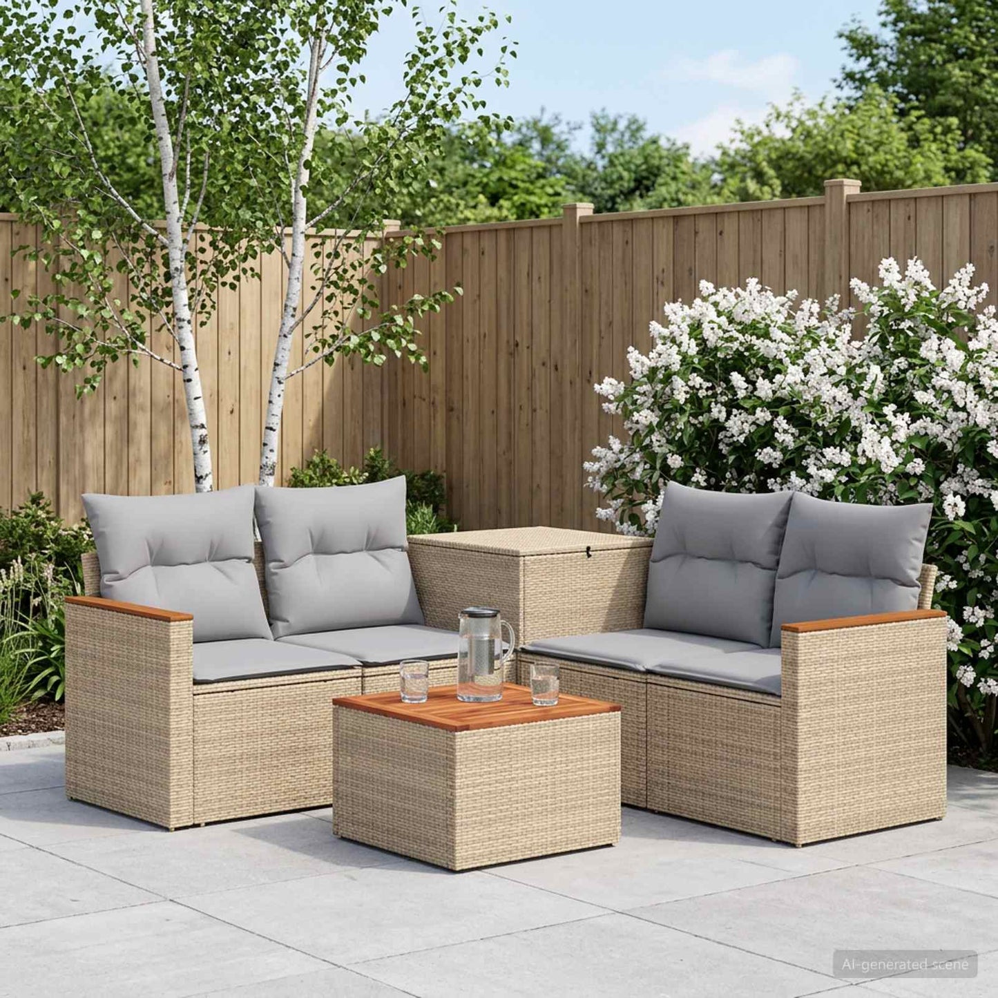Set di divani 6 pz Beige e Grigio Chiaro | homemem39