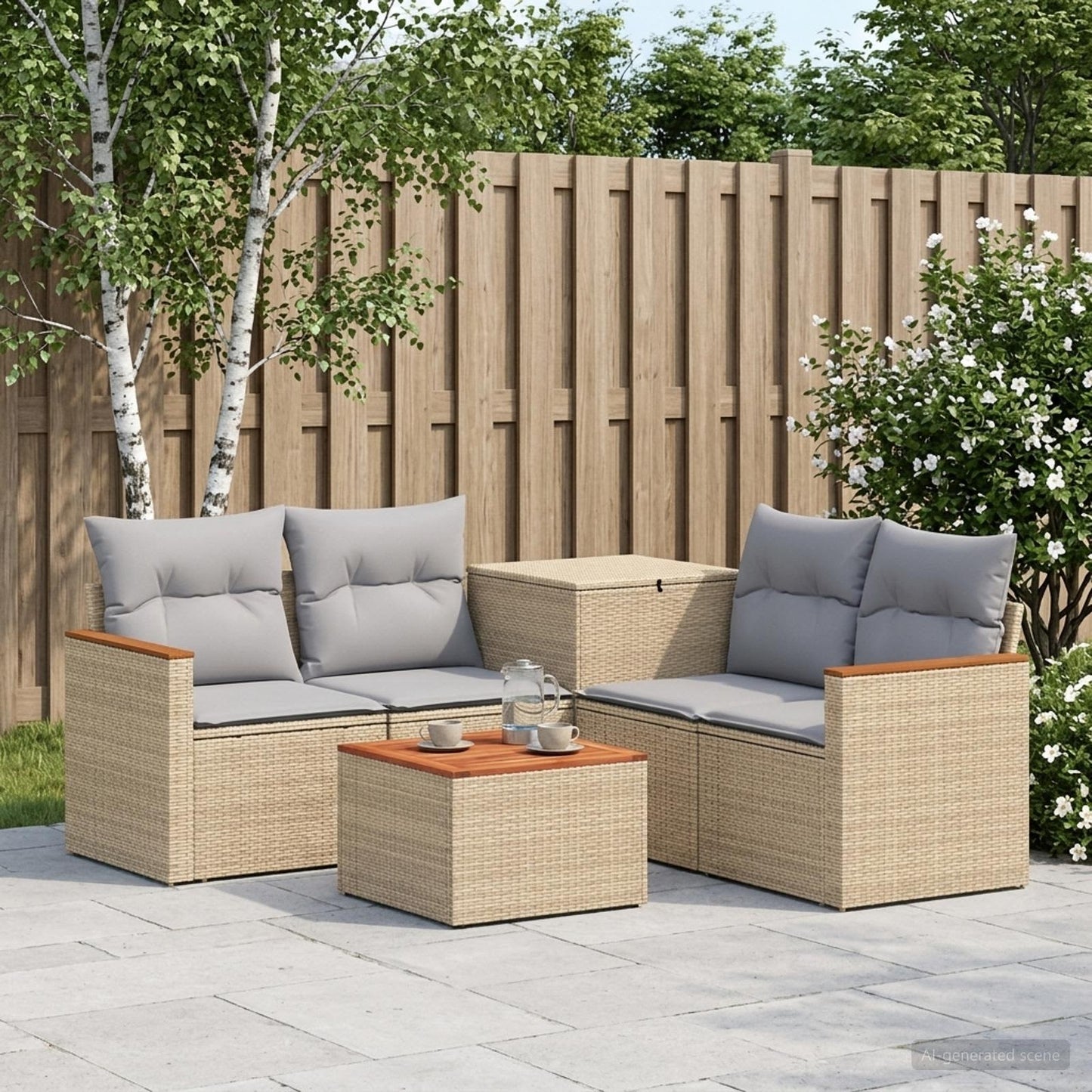 Set di divani 6 pz Beige e Grigio Chiaro | homemem39