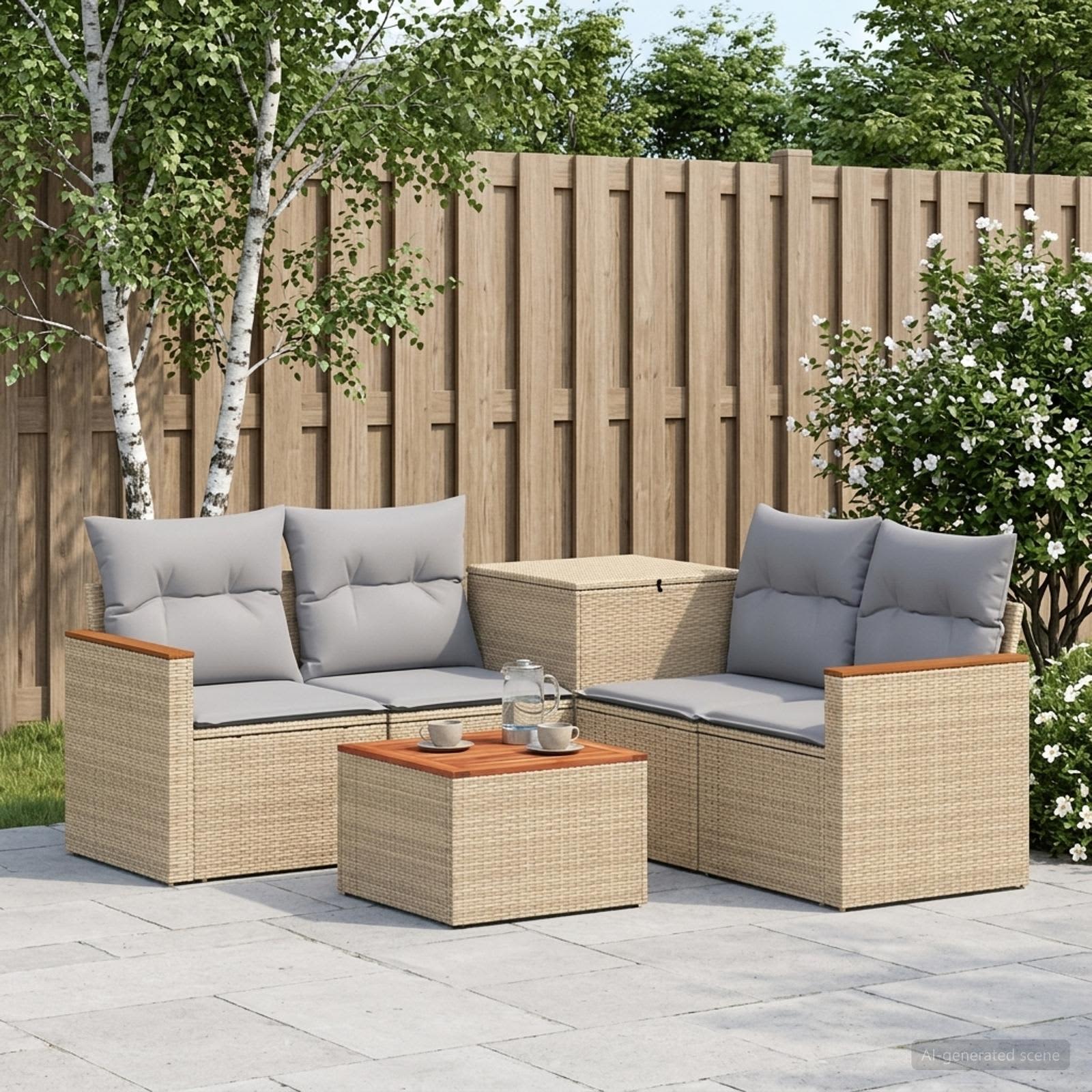 Set di divani 6 pz Beige e Grigio Chiaro | homemem39