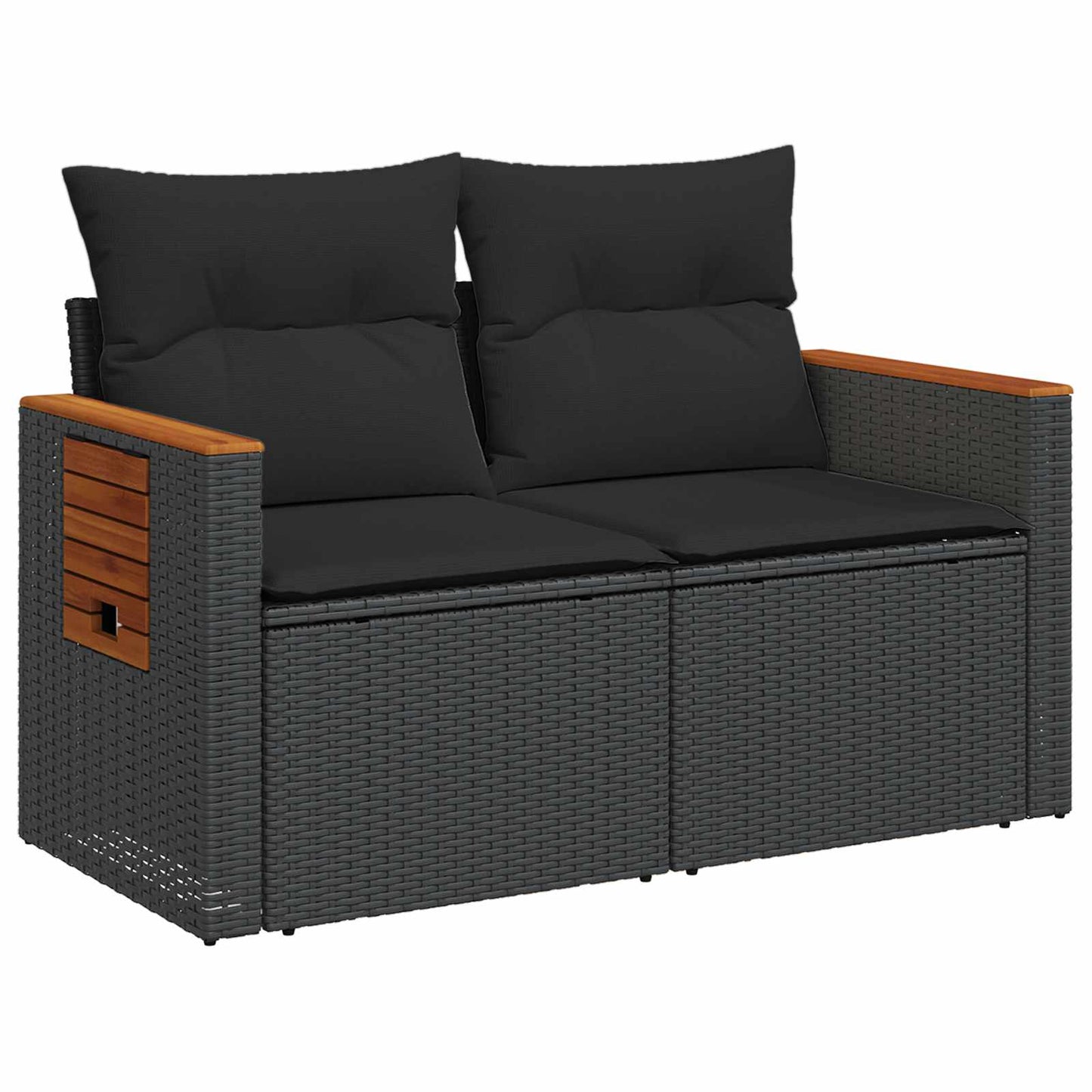 Set di divani 6 pz Nero Rattan sintetico e Acciaio | homemem39