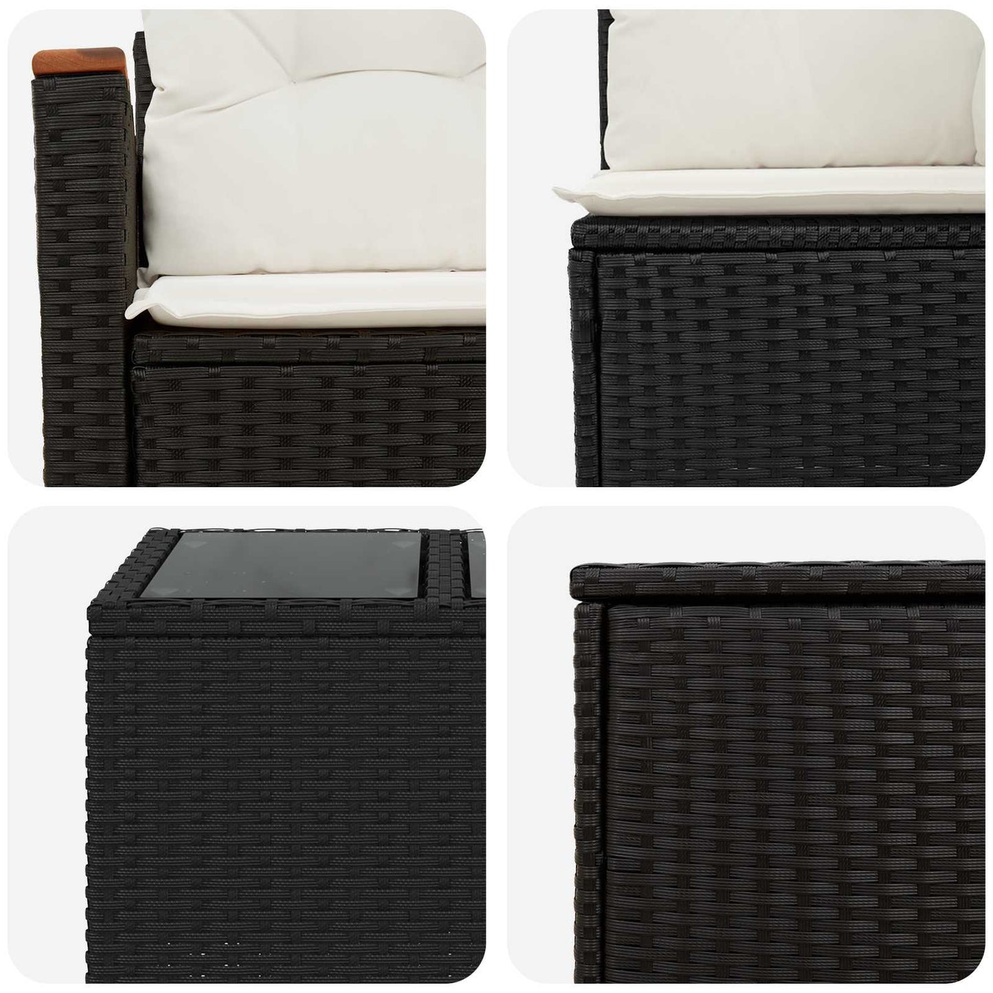 Set di divani 6 pz Nero e Bianco Crema | homemem39