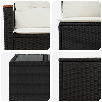 Set di divani 6 pz Nero e Bianco Crema | homemem39