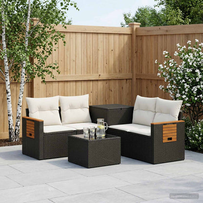Set di divani 6 pz Nero e Bianco Crema | homemem39