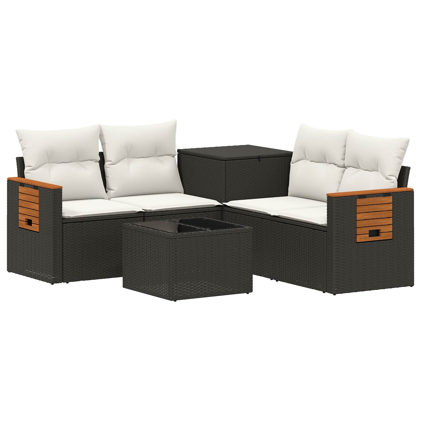 Set di divani 6 pz Nero e Bianco Crema | homemem39