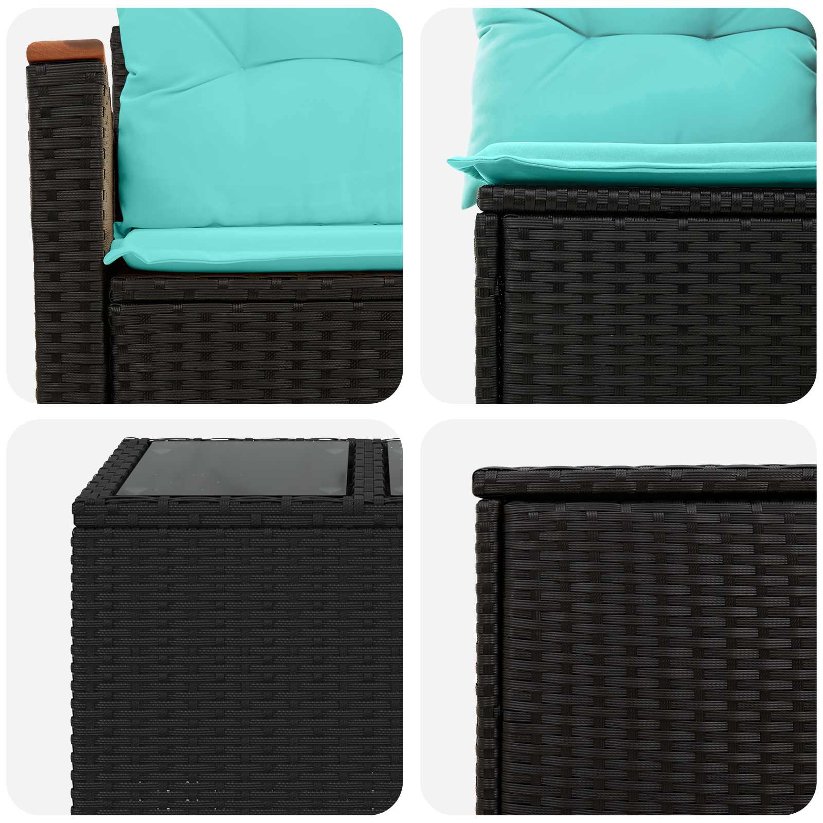 Set di divani 6 pz Nero e Blu Rattan sintetico e Acciaio | homemem39