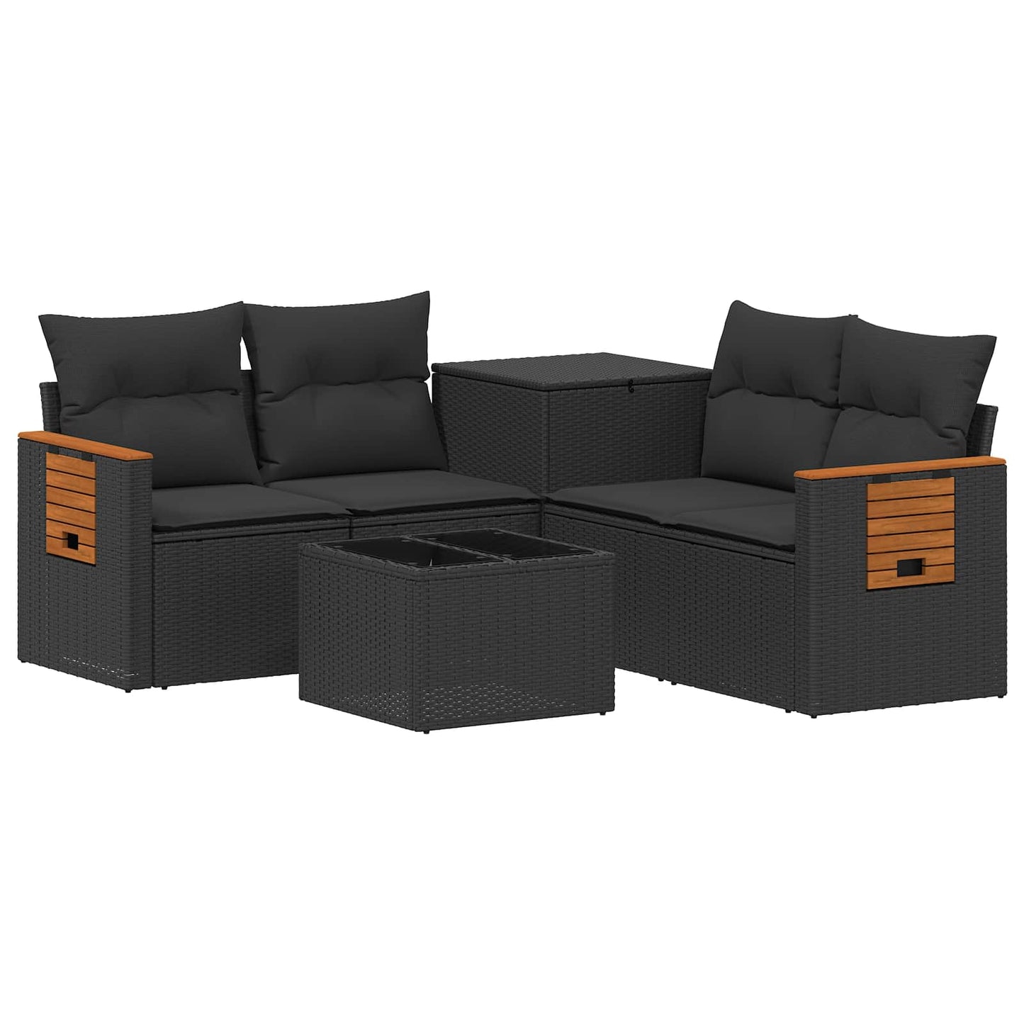 Set di divani 6 pz Nero Rattan sintetico e Acciaio | homemem39