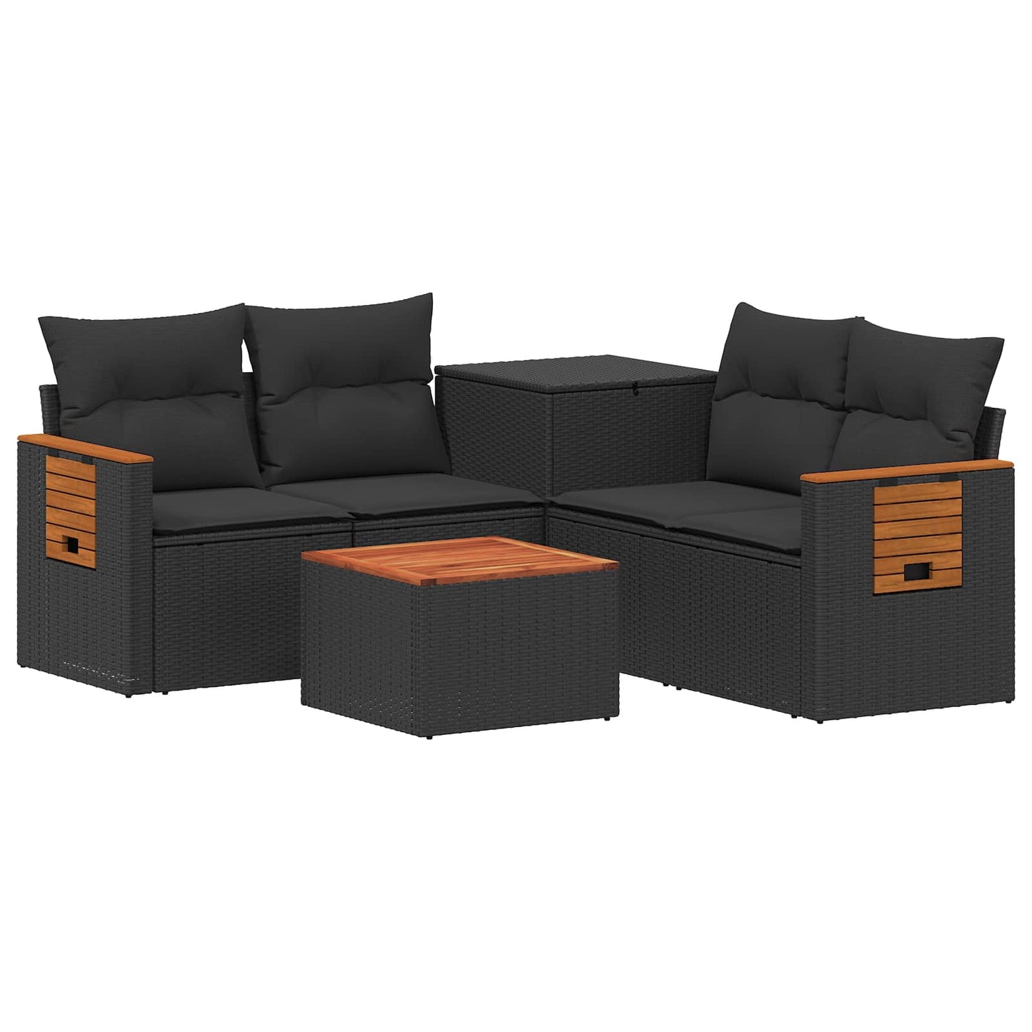 Set di divani 6 pz Nero Rattan sintetico e Acciaio | homemem39