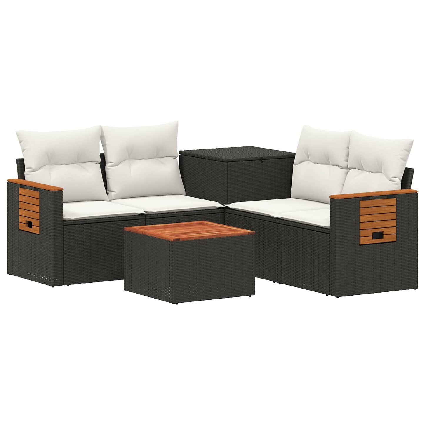 Set di divani 6 pz Nero e Bianco Crema | homemem39