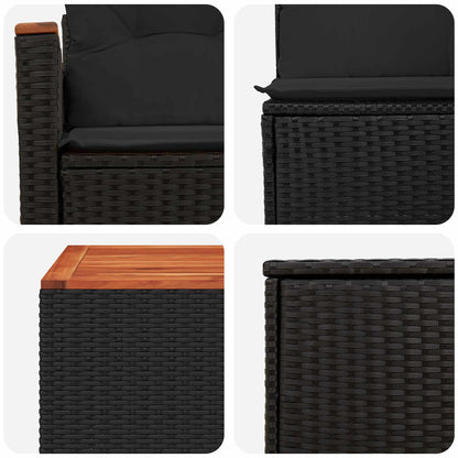 Set di divani 6 pz Nero Rattan sintetico e Acciaio | homemem39