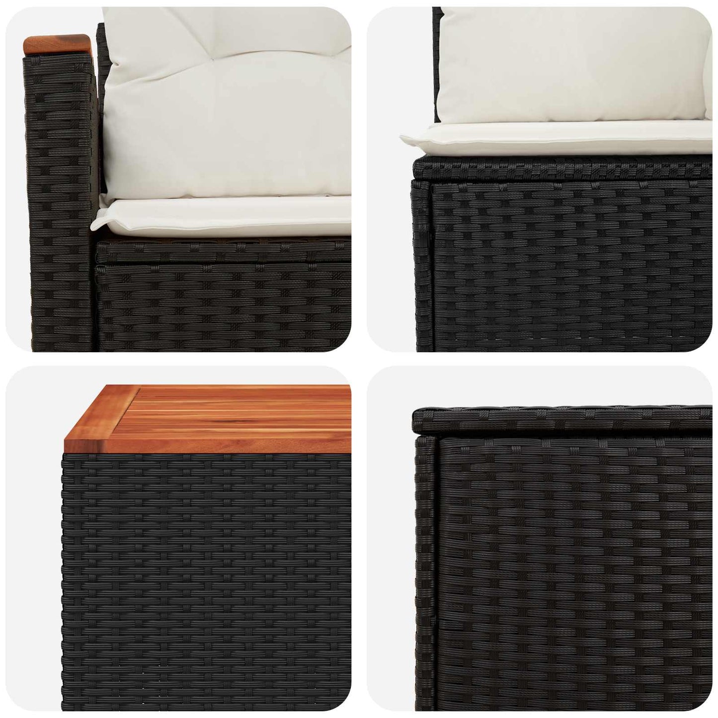 Set di divani 6 pz Nero e Bianco Crema | homemem39