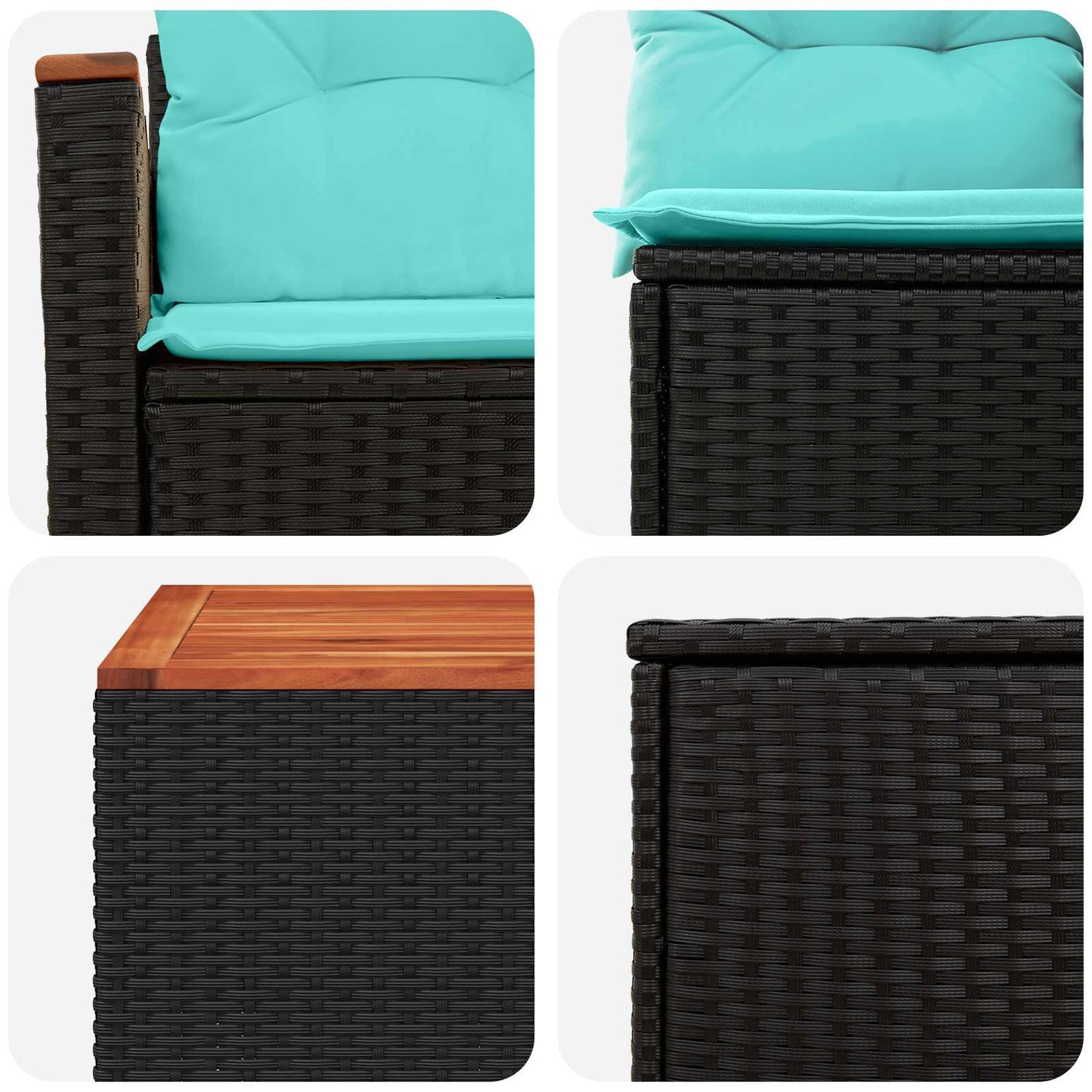 Set di divani 6 pz Nero e Blu Rattan sintetico e Acciaio | homemem39