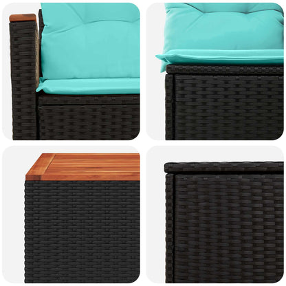 Set di divani 6 pz Nero e Blu Rattan sintetico e Acciaio | homemem39