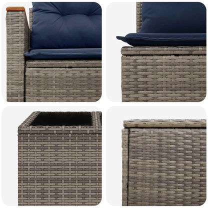 Set di divani 6 pz Grigio e Blu Navy Rattan sintetico e Acciaio | homemem39