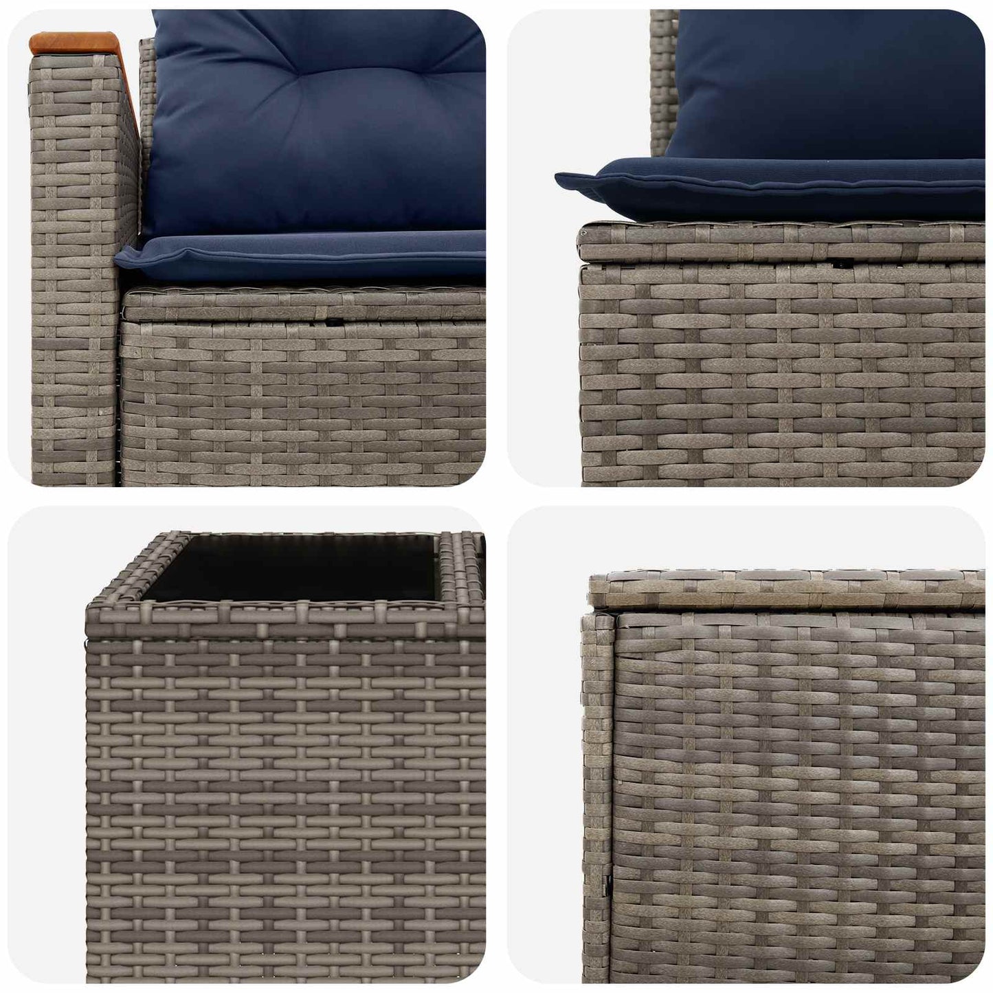 Set di divani 6 pz Grigio e Blu Navy Rattan sintetico e Acciaio | homemem39