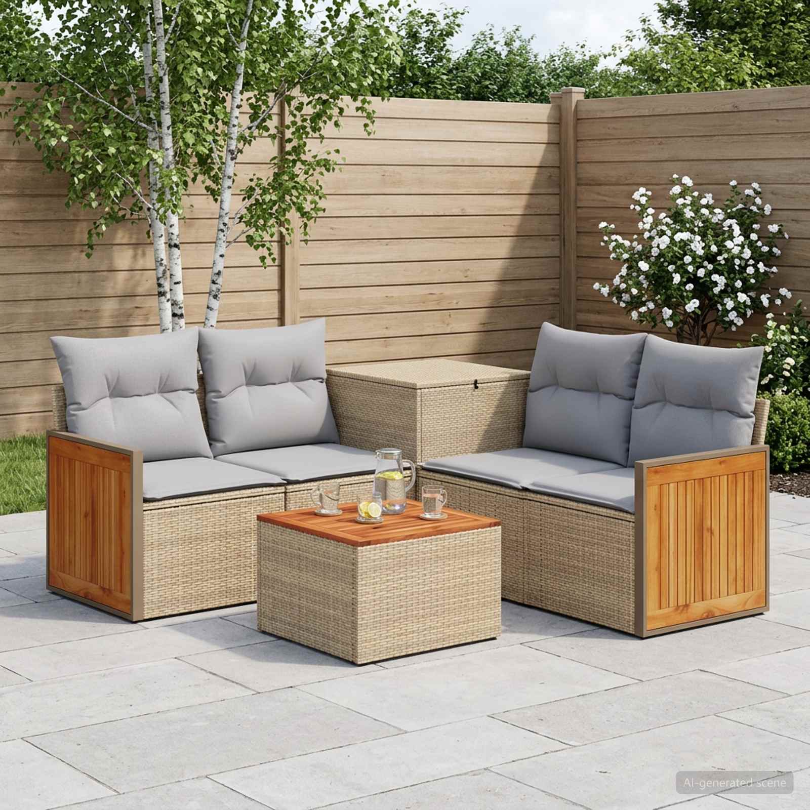 Set di divani 6 pz Beige e Grigio Chiaro | homemem39