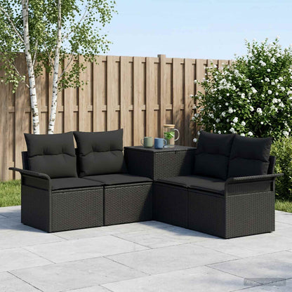 Set di divani 5 pz Nero Rattan sintetico e Acciaio | homemem39