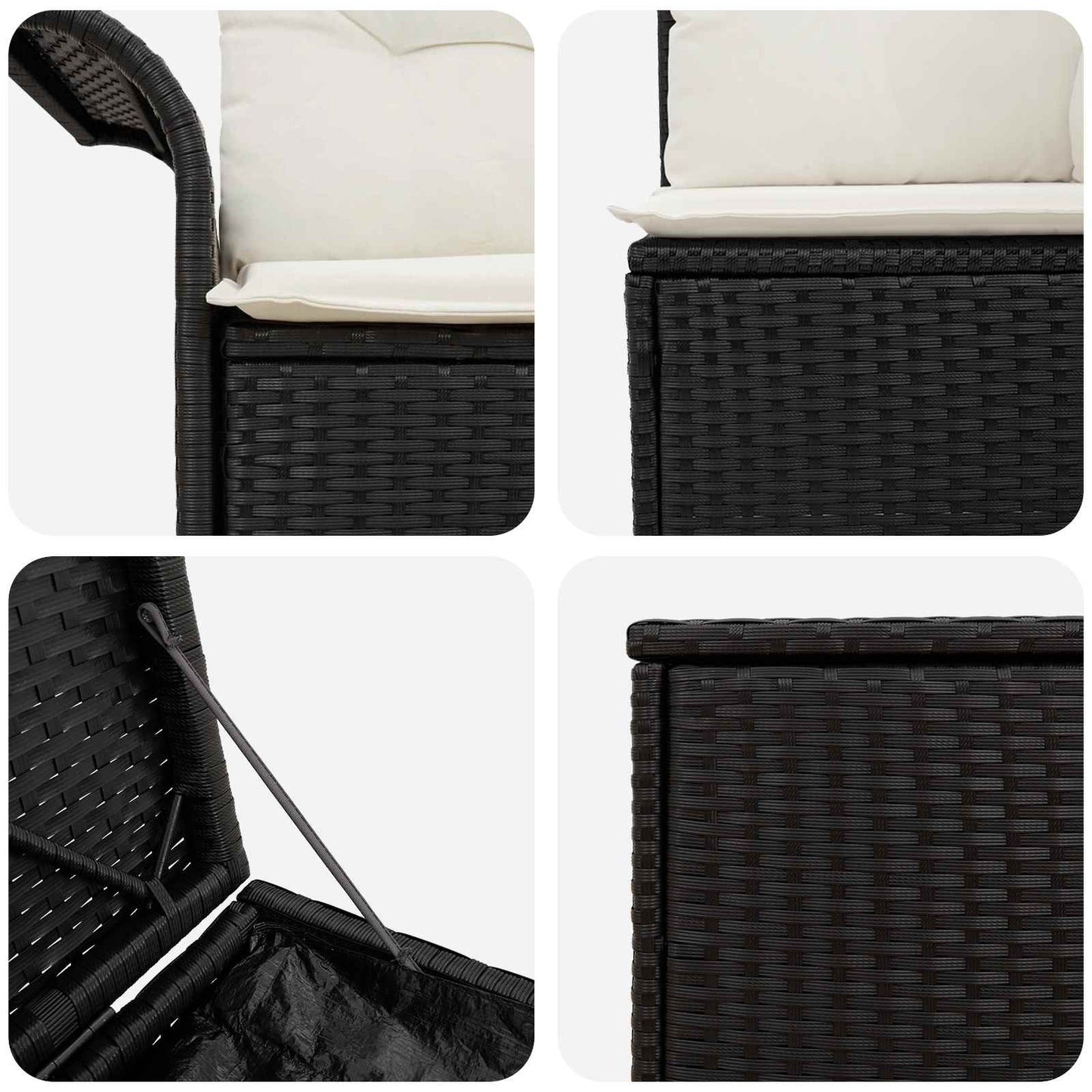 Set di divani 5 pz Nero e Bianco Crema | homemem39