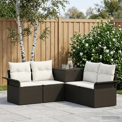Set di divani 5 pz Nero e Bianco Crema | homemem39